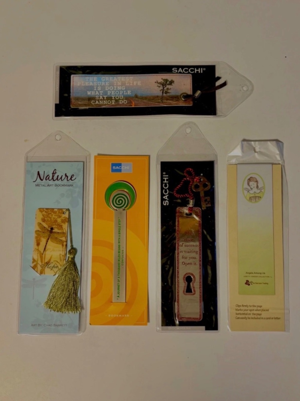 Set of 5 NWT Bookmarks Sacchi & More Magnetic Metal Fabric Inspirational Bundle